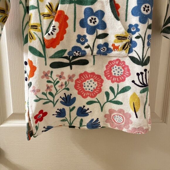 Mini Boden White Floral Swim Dress Cover Up Towelling Terry Hooded Girls SZ 3-4 - Picture 4 of 12